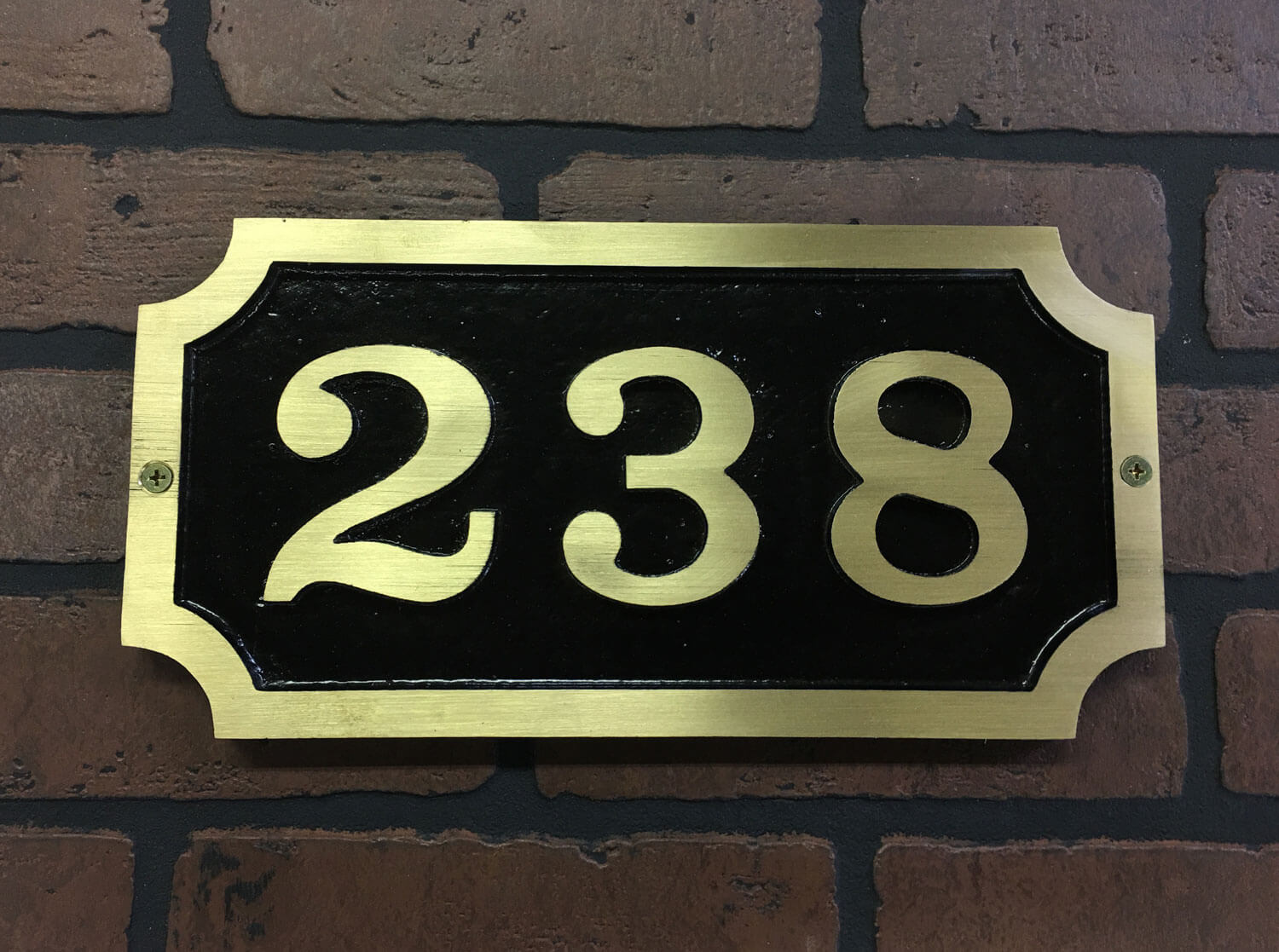 Custom Home Address Plaque Brass Vertical Arch Bold Font 17 1/4" x 4 1/4" 