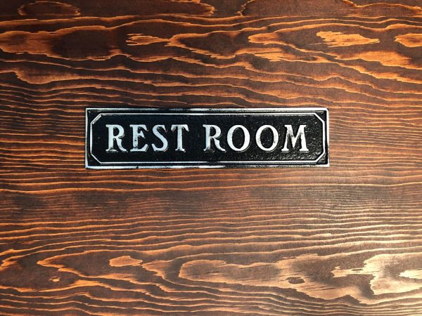 Antiqued Restroom Door Sign