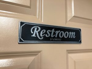 Restroom Door Sign with Braille
