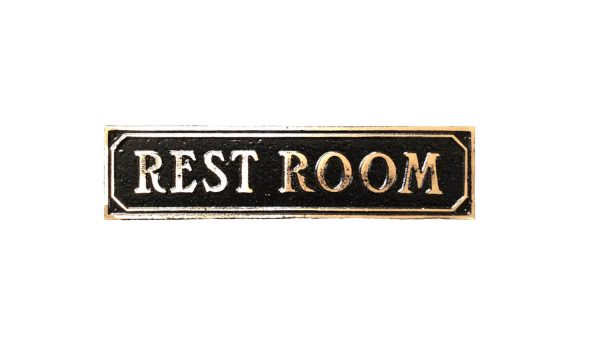 Brass Antiqued Restroom Door Sign