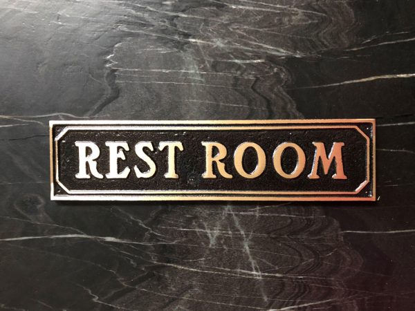 Brass Restroom Door Sign