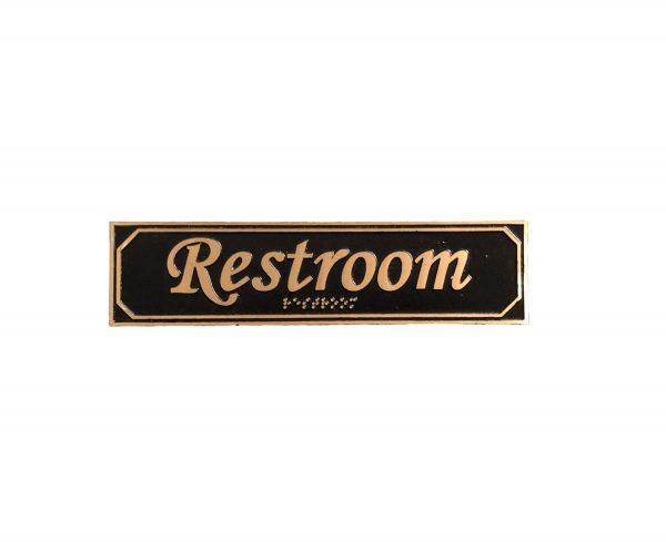 Brass Restroom Door Sign with Braille