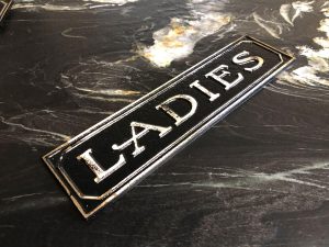 Brass Antiqued Ladies Door Sign