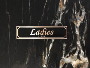 Brass Antiqued Ladies Door Sign with Braille