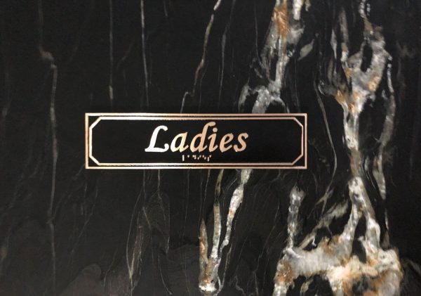 Brass Antiqued Ladies Door Sign with Braille