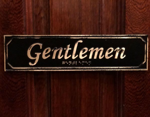 Brass Antiqued Gentlemen Door Sign with Braille