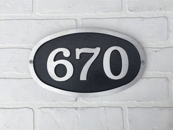 Small Bold Oval Address Plaque